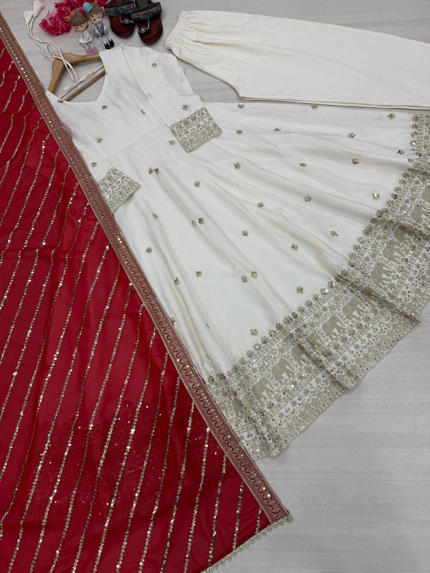 Designer Anarkali Gown Set with Dupatta & Bottom | Party Wear Ethnic Outfit | Fully Stitched