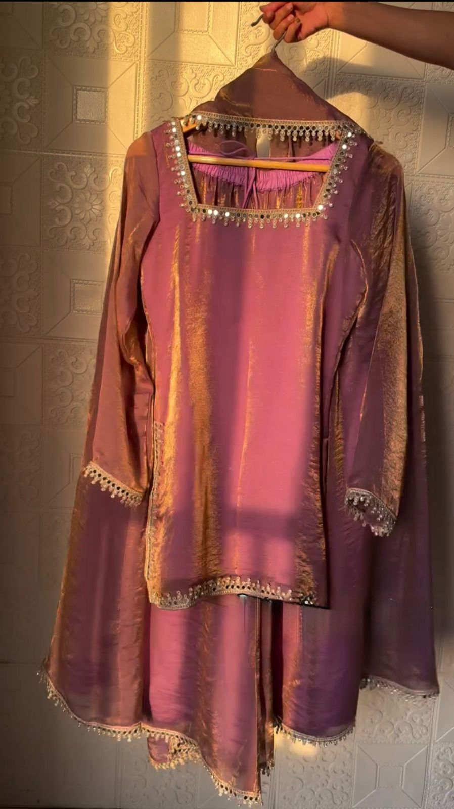 Designer Embroidery Coding Top Palazzo Dupatta Set | Heavy Fendy Silk Party Wear Ethnic Outfit