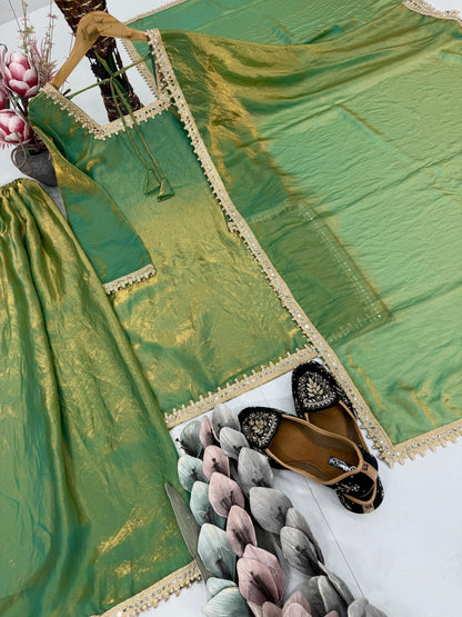 Designer Embroidery Coding Top Palazzo Dupatta Set | Heavy Fendy Silk Party Wear Ethnic Outfit