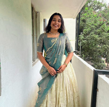 Pure Chinon Silk Embroidered Lehenga Choli Set with Heavy Sequins & Thread Work | Fully Stitched Festive & Wedding Wear with Designer Dupatta