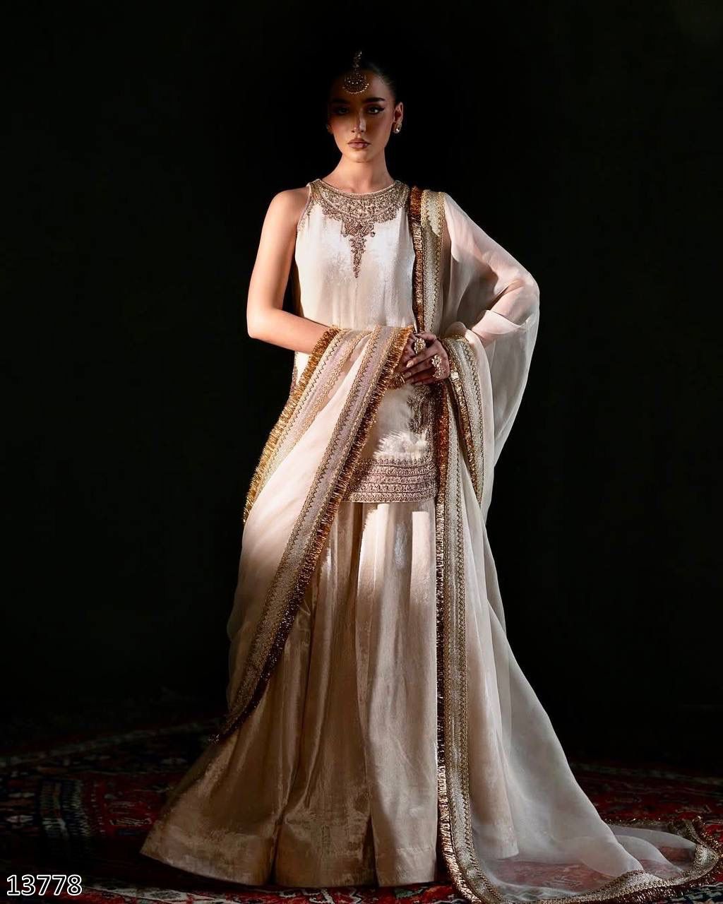 New Designer Embroidered Viscose Velvet Top Palazzo Dupatta Set with Sequence Work | Ready to Wear Party & Festive Wear