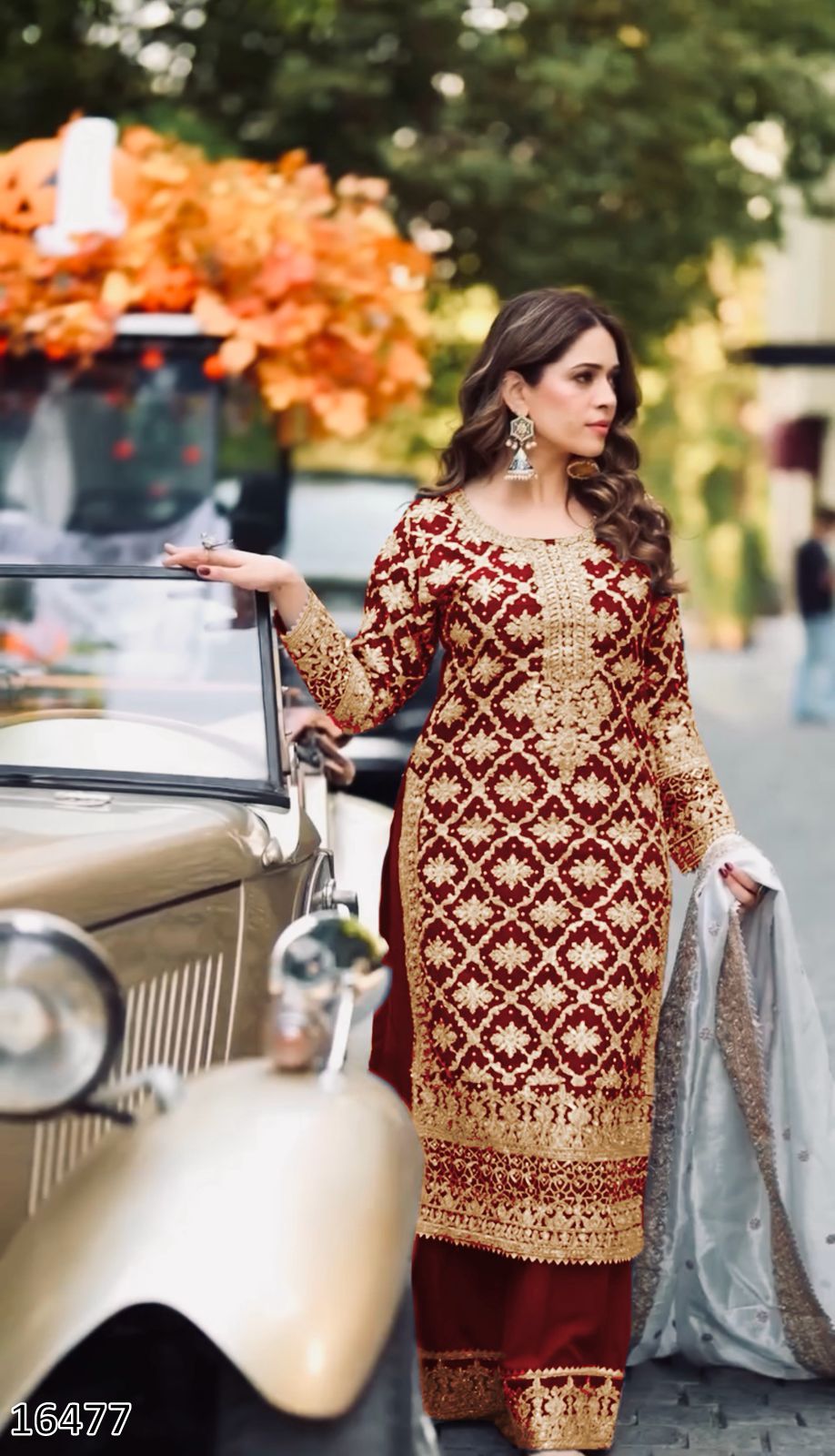 New Designer Party Wear Top Palazzo Set | Heavy Faux Georgette Chain Stitch Embroidery with Sequins & Beads | Ready-to-Wear Festive Outfit