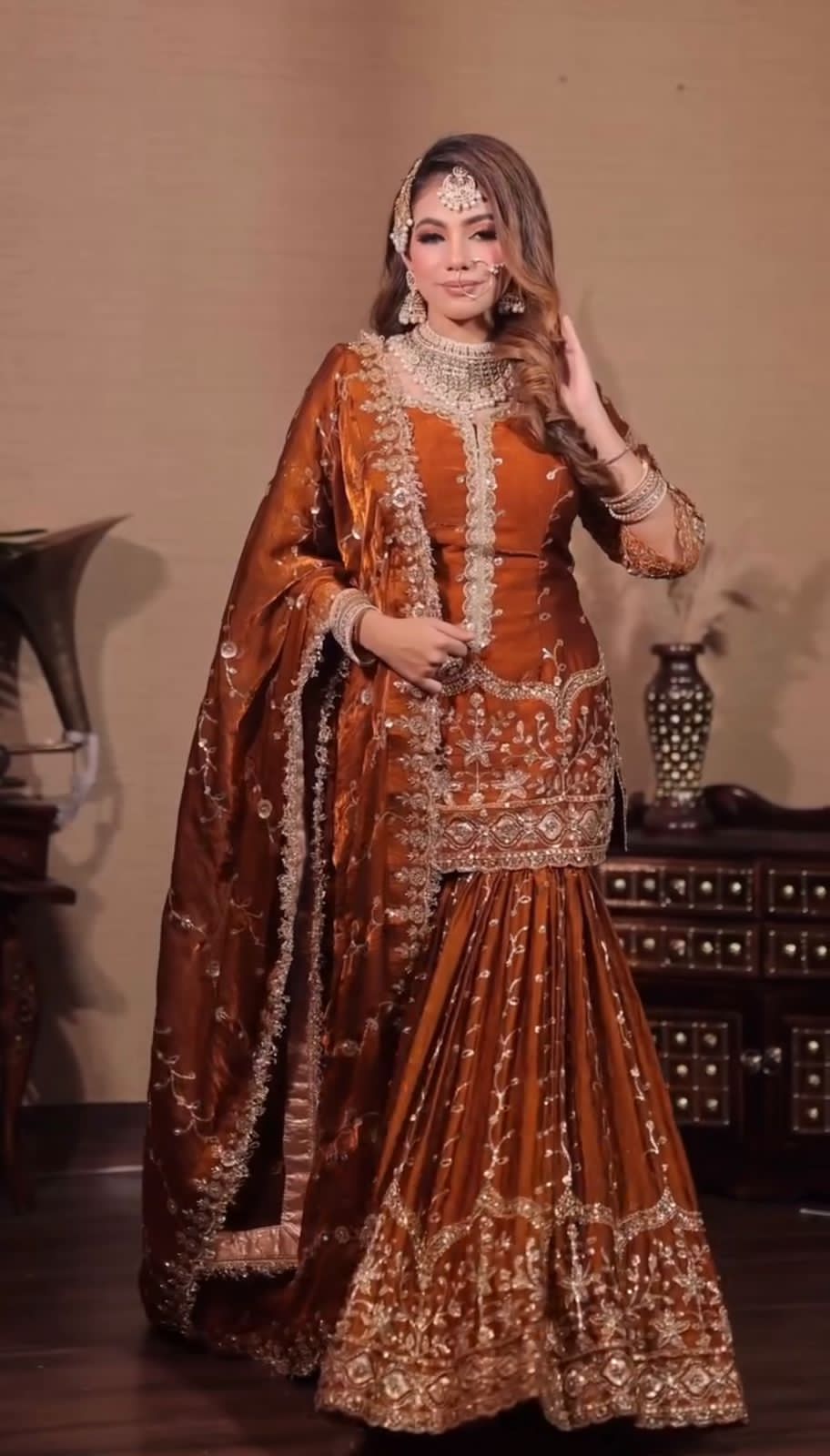 Premium Fendy Silk Sequins Embroidered Top Bottom Dupatta Set for Women – Ready to Wear Designer Party & Wedding Outfit