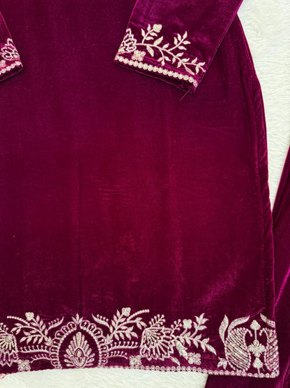 Designer Heavy Viscose Velvet Embroidered Sharara Set with Georgette Dupatta for Women (Fully Stitched, Wedding & Festive Wear)