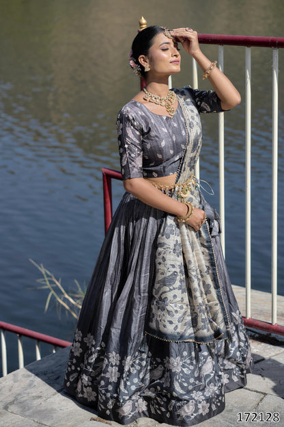 Designer Kalamkari Manipuri Silk Lehenga Set – Printed Lehenga, Blouse & Dupatta