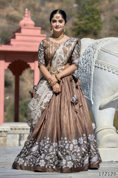 Designer Kalamkari Manipuri Silk Lehenga Set – Printed Lehenga, Blouse & Dupatta