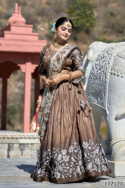 Designer Kalamkari Manipuri Silk Lehenga Set – Printed Lehenga, Blouse & Dupatta