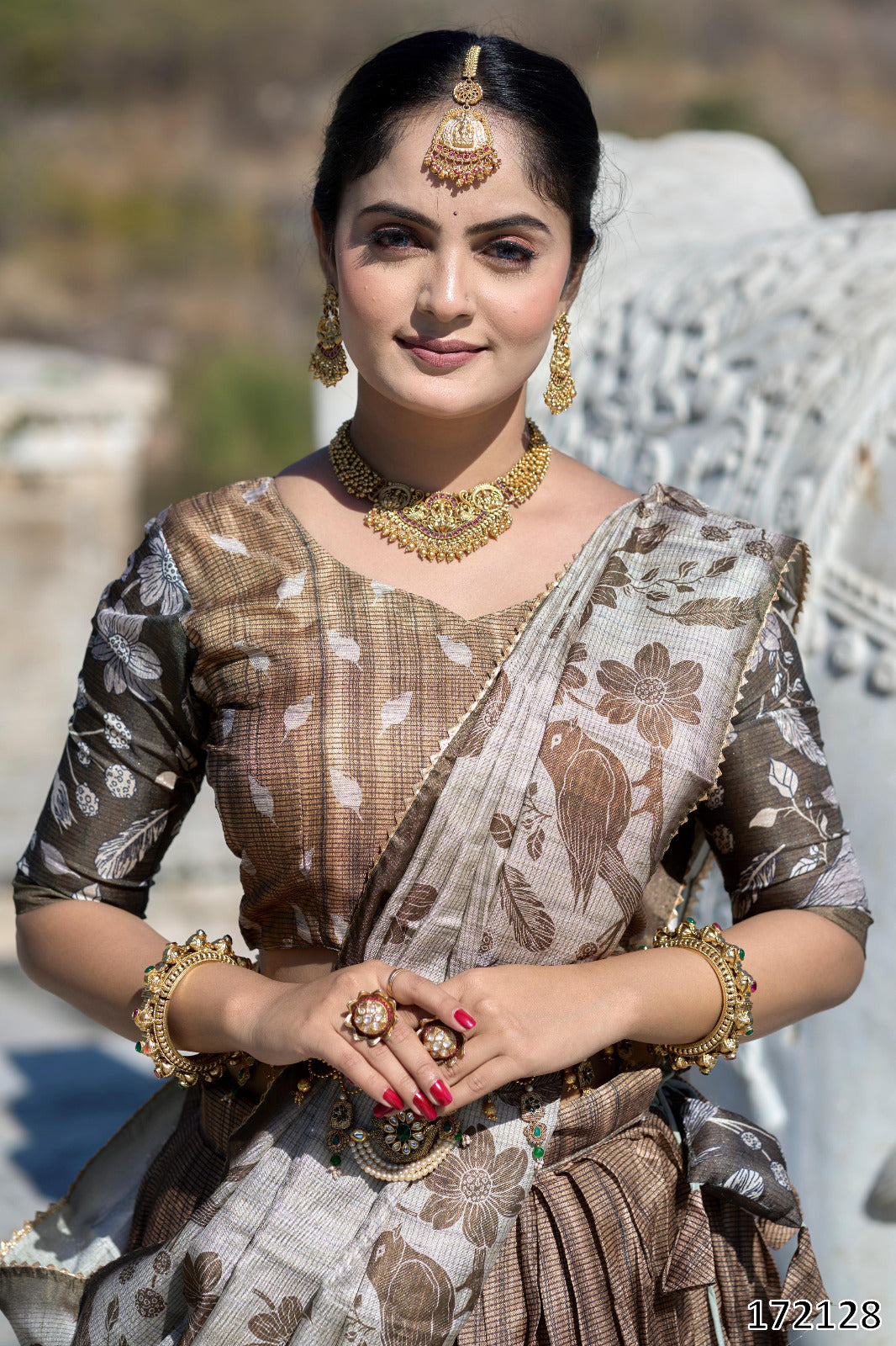 Designer Kalamkari Manipuri Silk Lehenga Set – Printed Lehenga, Blouse & Dupatta