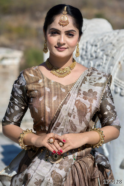 Designer Kalamkari Manipuri Silk Lehenga Set – Printed Lehenga, Blouse & Dupatta