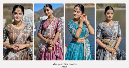 Designer Kalamkari Manipuri Silk Lehenga Set – Printed Lehenga, Blouse & Dupatta