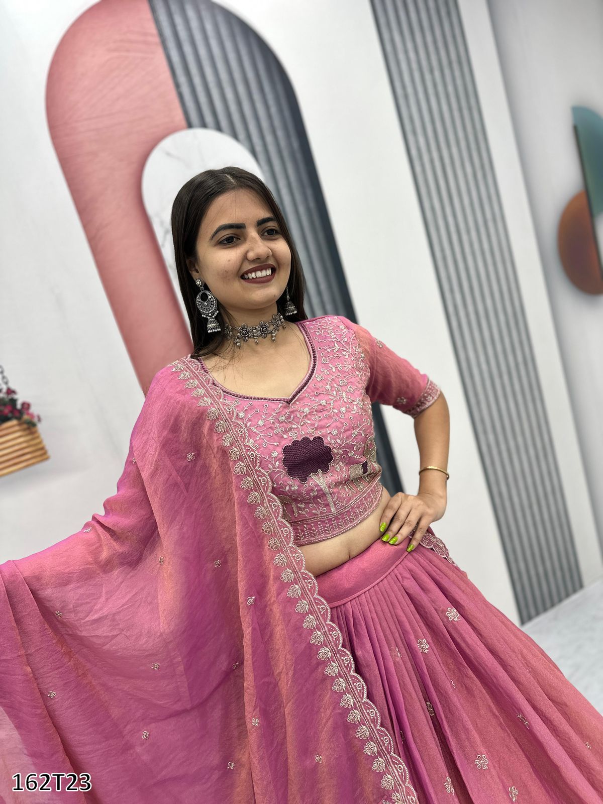 Premium Moss Simar Festival Lehenga Choli Set – Heavy Embroidery, Canvas Flair, Dupatta Included