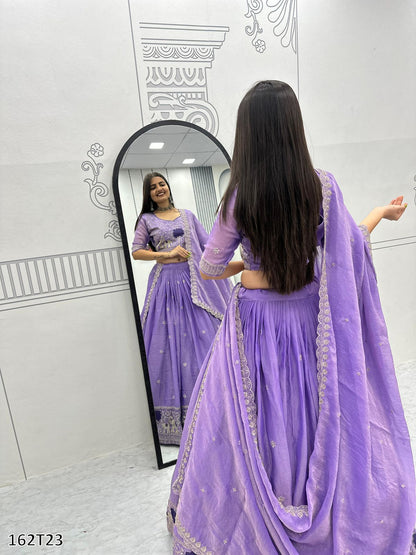 Premium Moss Simar Festival Lehenga Choli Set – Heavy Embroidery, Canvas Flair, Dupatta Included