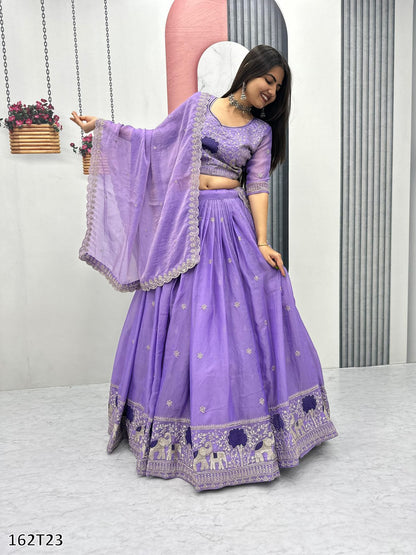 Premium Moss Simar Festival Lehenga Choli Set – Heavy Embroidery, Canvas Flair, Dupatta Included