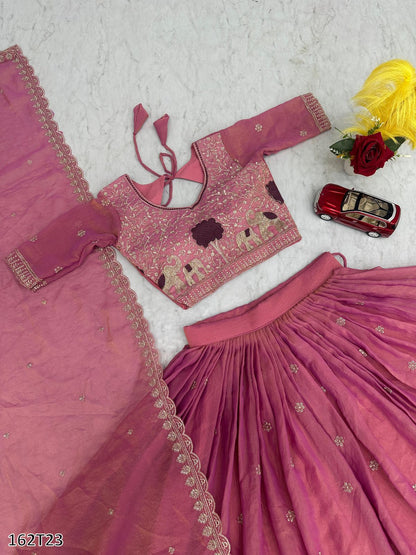 Premium Moss Simar Festival Lehenga Choli Set – Heavy Embroidery, Canvas Flair, Dupatta Included