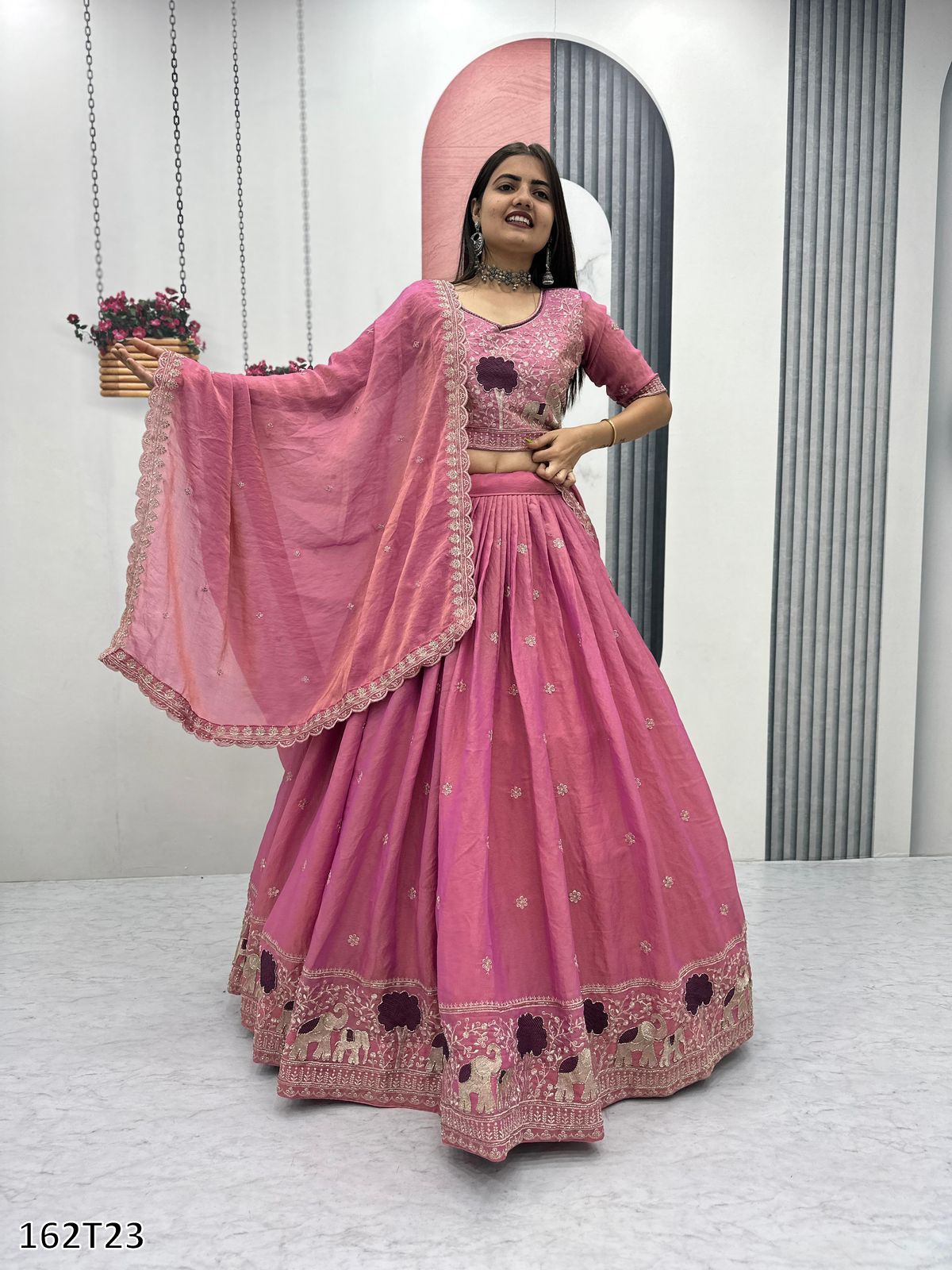 Premium Moss Simar Festival Lehenga Choli Set – Heavy Embroidery, Canvas Flair, Dupatta Included