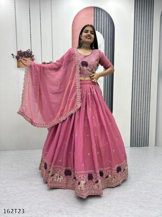 Premium Moss Simar Festival Lehenga Choli Set – Heavy Embroidery, Canvas Flair, Dupatta Included