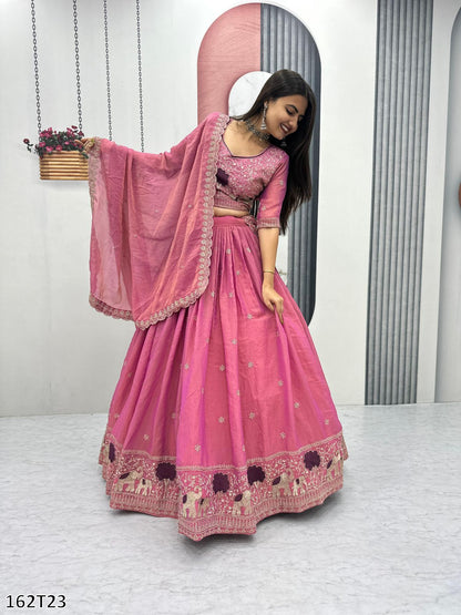 Premium Moss Simar Festival Lehenga Choli Set – Heavy Embroidery, Canvas Flair, Dupatta Included