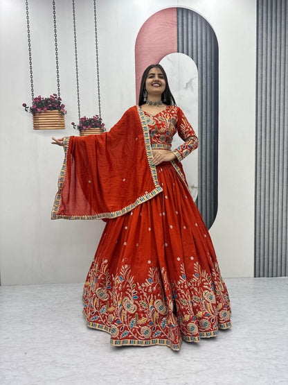 Premium Pure Vichitra Festival Lehenga Choli – Heavy Embroidery Sequence Work