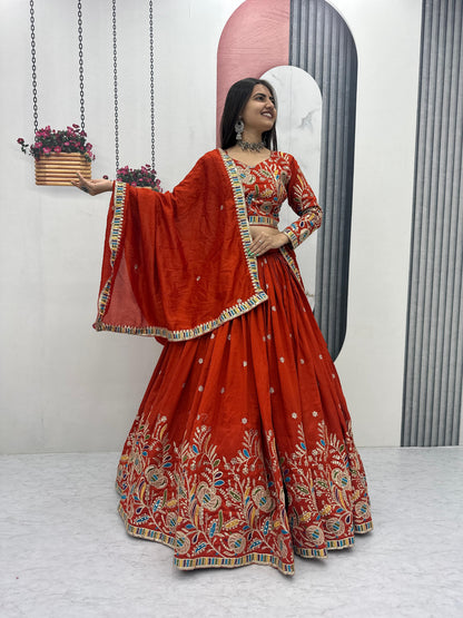 Premium Pure Vichitra Festival Lehenga Choli – Heavy Embroidery Sequence Work