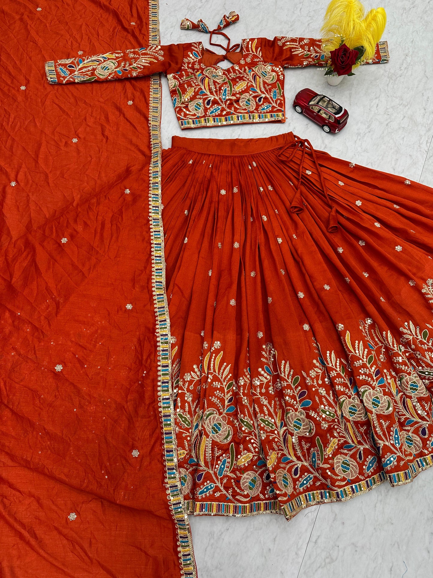 Premium Pure Vichitra Festival Lehenga Choli – Heavy Embroidery Sequence Work