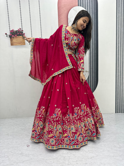 Premium Pure Vichitra Festival Lehenga Choli – Heavy Embroidery Sequence Work