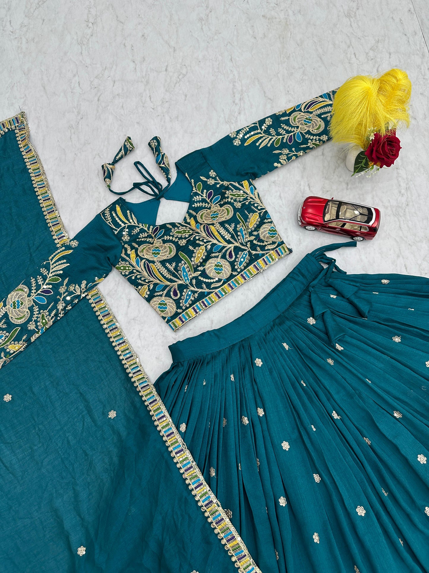Premium Pure Vichitra Festival Lehenga Choli – Heavy Embroidery Sequence Work
