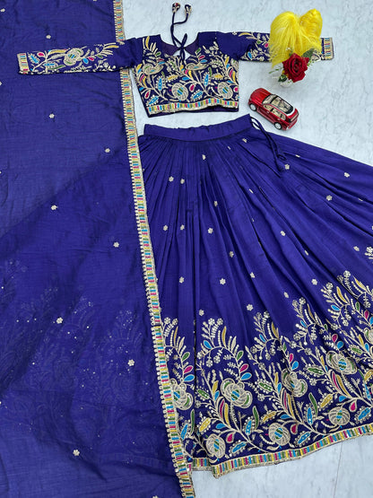 Premium Pure Vichitra Festival Lehenga Choli – Heavy Embroidery Sequence Work