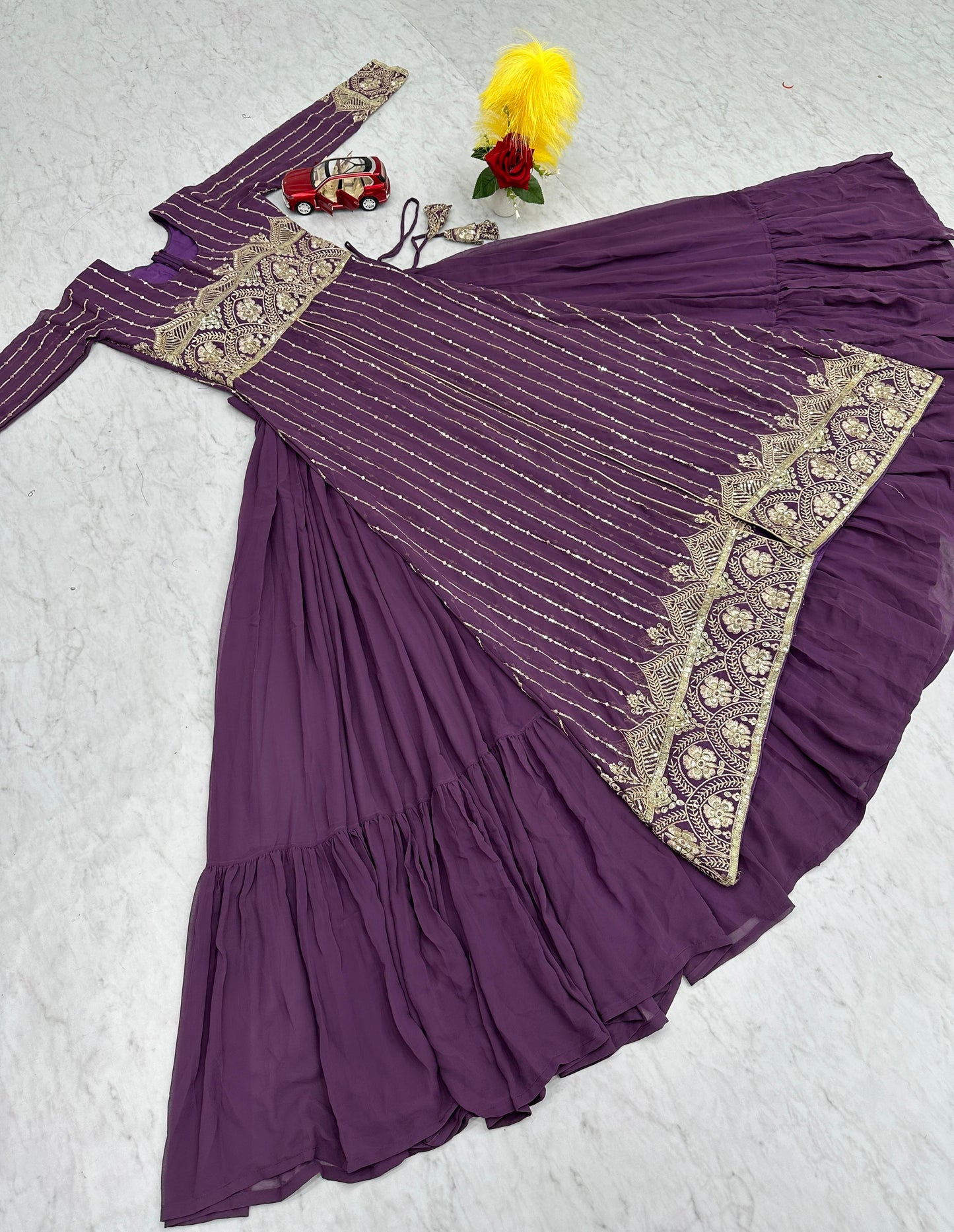 Festival Fox Georgette Lehenga with Attached Shrug & Fully Stitched Choli
