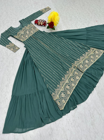 Festival Fox Georgette Lehenga with Attached Shrug & Fully Stitched Choli