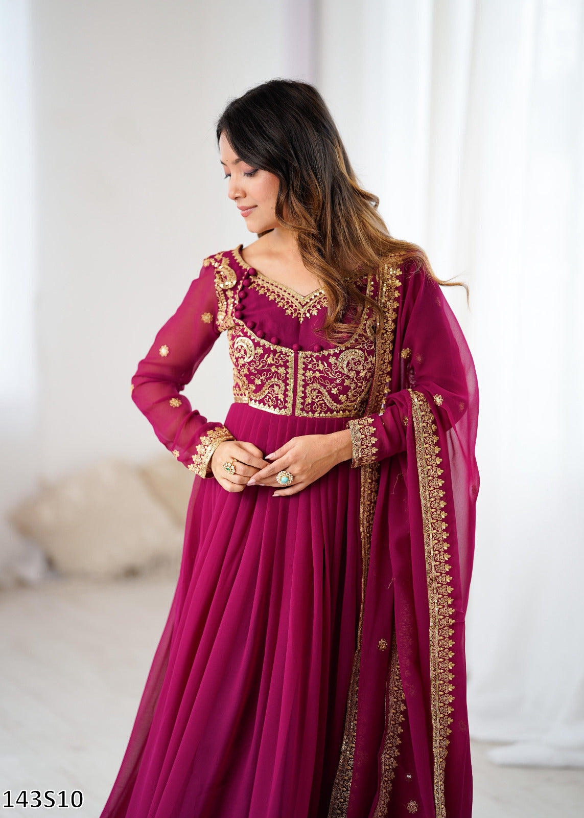 Designer Faux Georgette Suit Set with Embroidered Dupatta