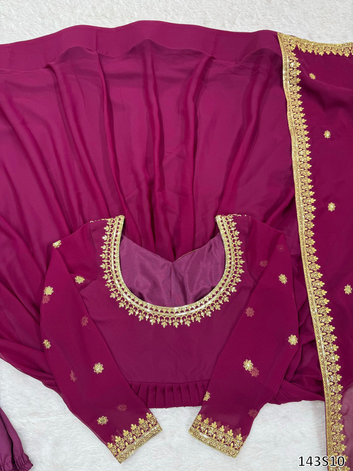 Designer Faux Georgette Suit Set with Embroidered Dupatta