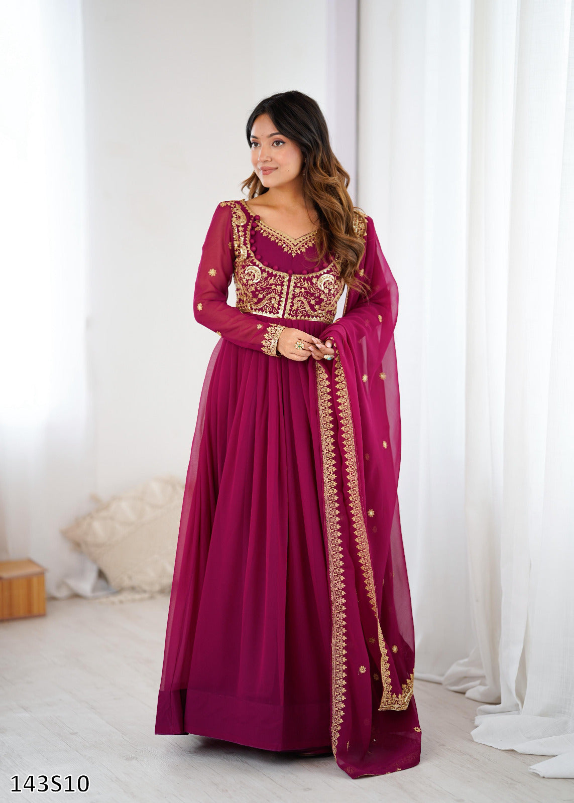 Designer Faux Georgette Suit Set with Embroidered Dupatta