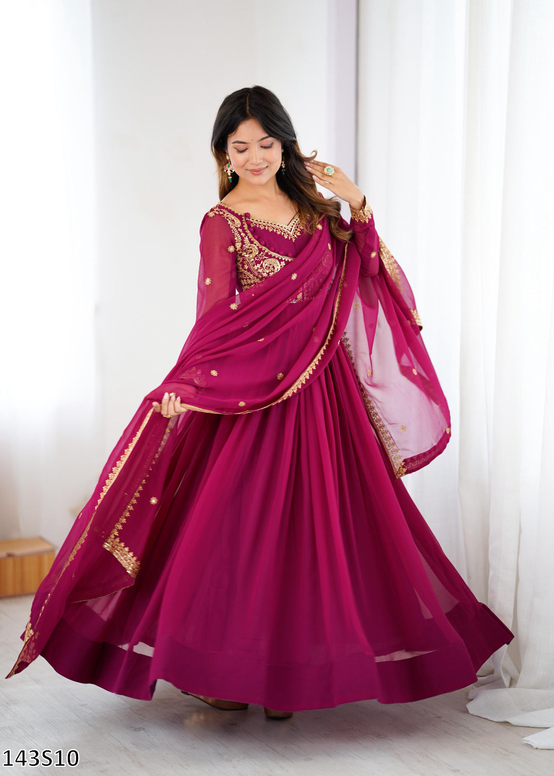 Designer Faux Georgette Suit Set with Embroidered Dupatta