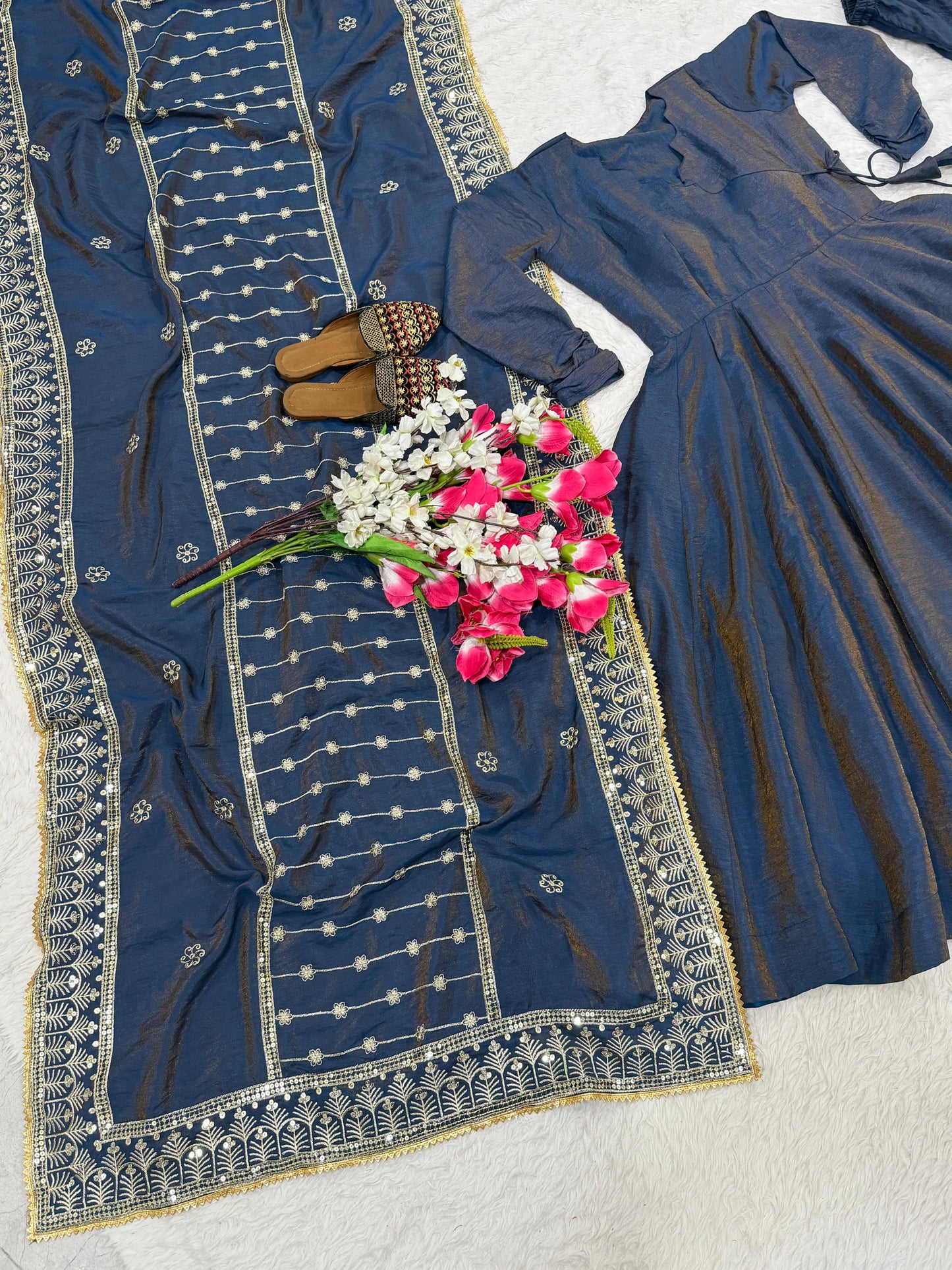 Designer Anarkali Suit with Plazzo & Dupatta | Fully Stitched