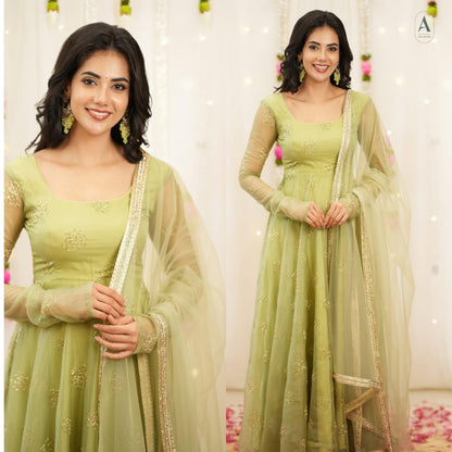 Designer Party Wear Top with Farshi Salwar & Dupatta Set | Fully Stitched