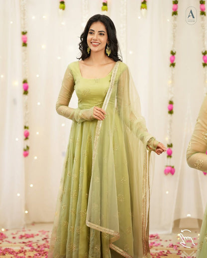 Designer Party Wear Top with Farshi Salwar & Dupatta Set | Fully Stitched