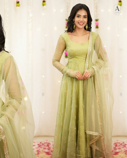 Designer Party Wear Top with Farshi Salwar & Dupatta Set | Fully Stitched