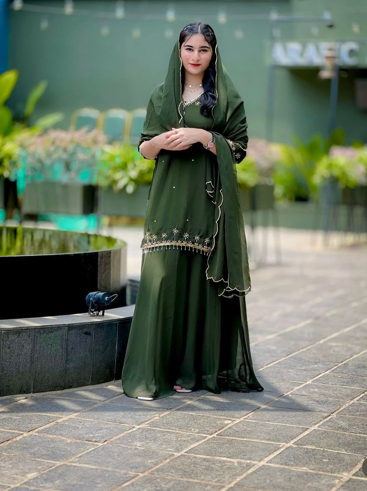 Pure Fox Georgette Top-Sarara-Dupatta Set | Fully Stitched Ready-to-Wear Ethnic Wear