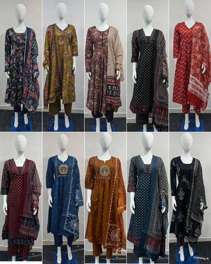 Pinterest Series Ready-to-Wear Rayon Kurta Set with Chanderi Silk Dupatta | Trendy Ethnic Wear for Women