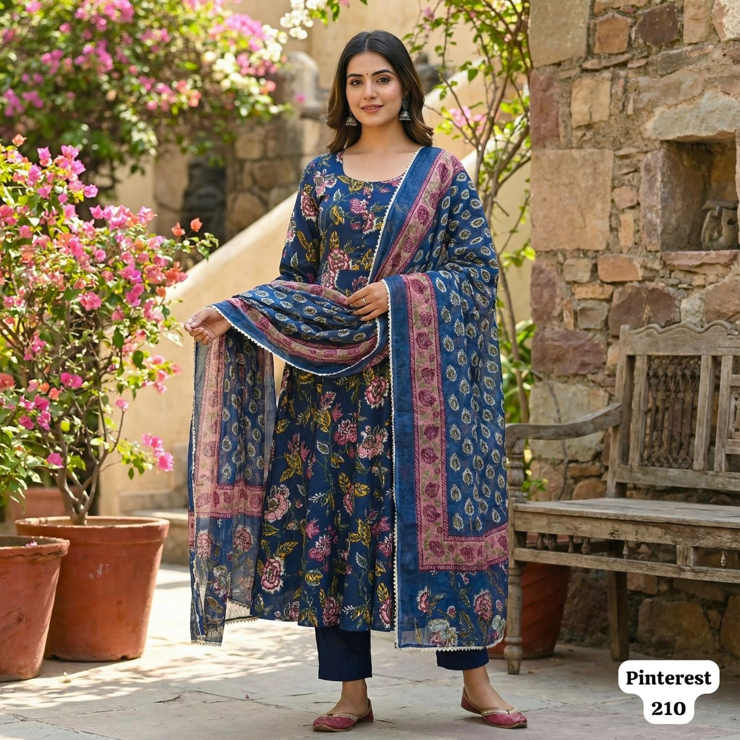 Pinterest Series Ready-to-Wear Rayon Kurta Set with Chanderi Silk Dupatta | Trendy Ethnic Wear for Women