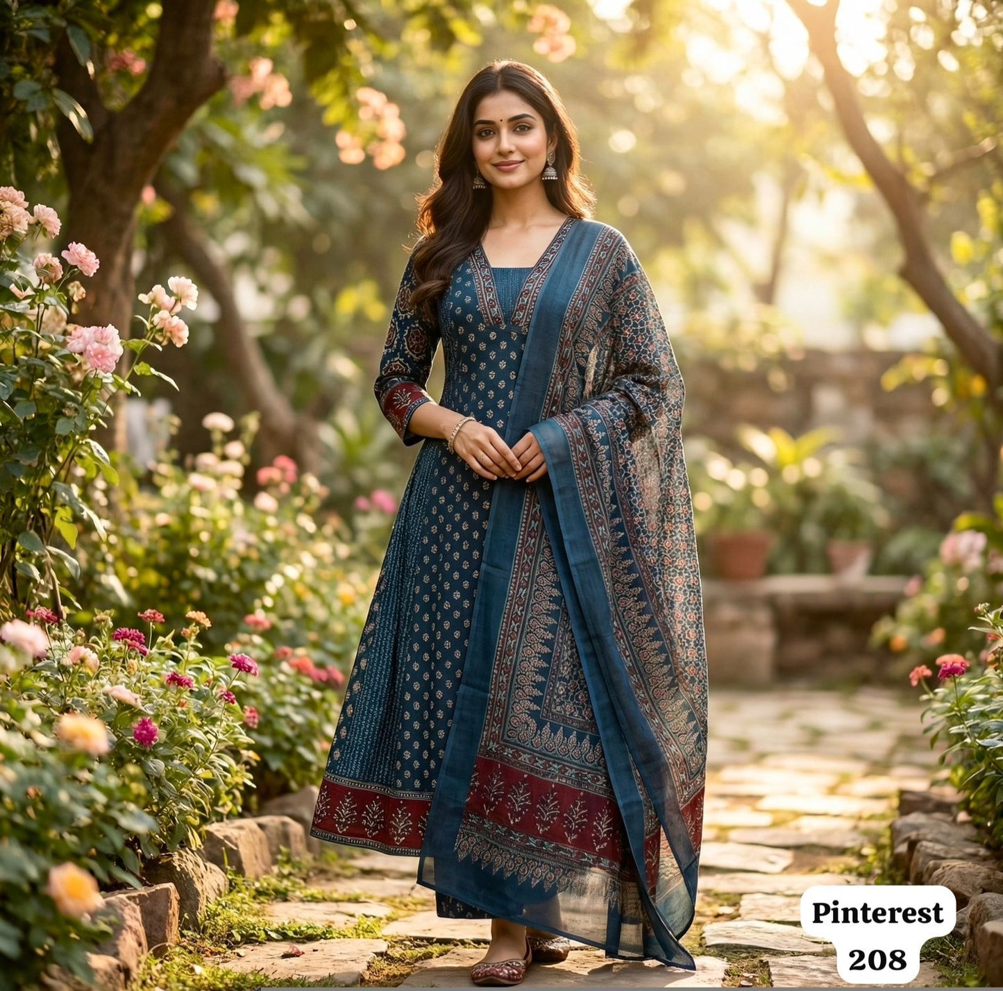 Pinterest Series Ready-to-Wear Rayon Kurta Set with Chanderi Silk Dupatta | Trendy Ethnic Wear for Women