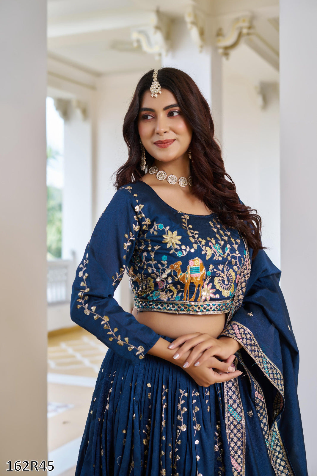 Wedding Special Pure Vichitra Lehenga Choli Set with Heavy Sequin & Thread Embroidery