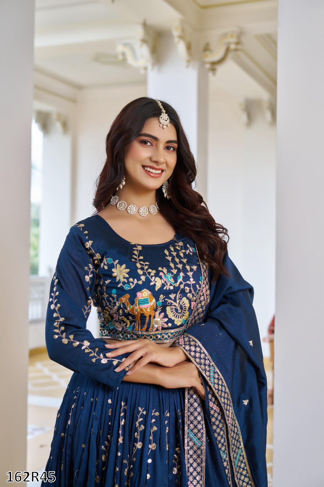 Wedding Special Pure Vichitra Lehenga Choli Set with Heavy Sequin & Thread Embroidery