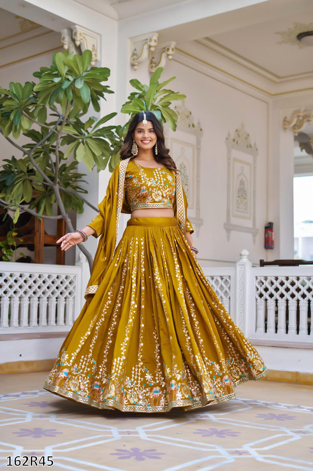 Wedding Special Pure Vichitra Lehenga Choli Set with Heavy Sequin & Thread Embroidery