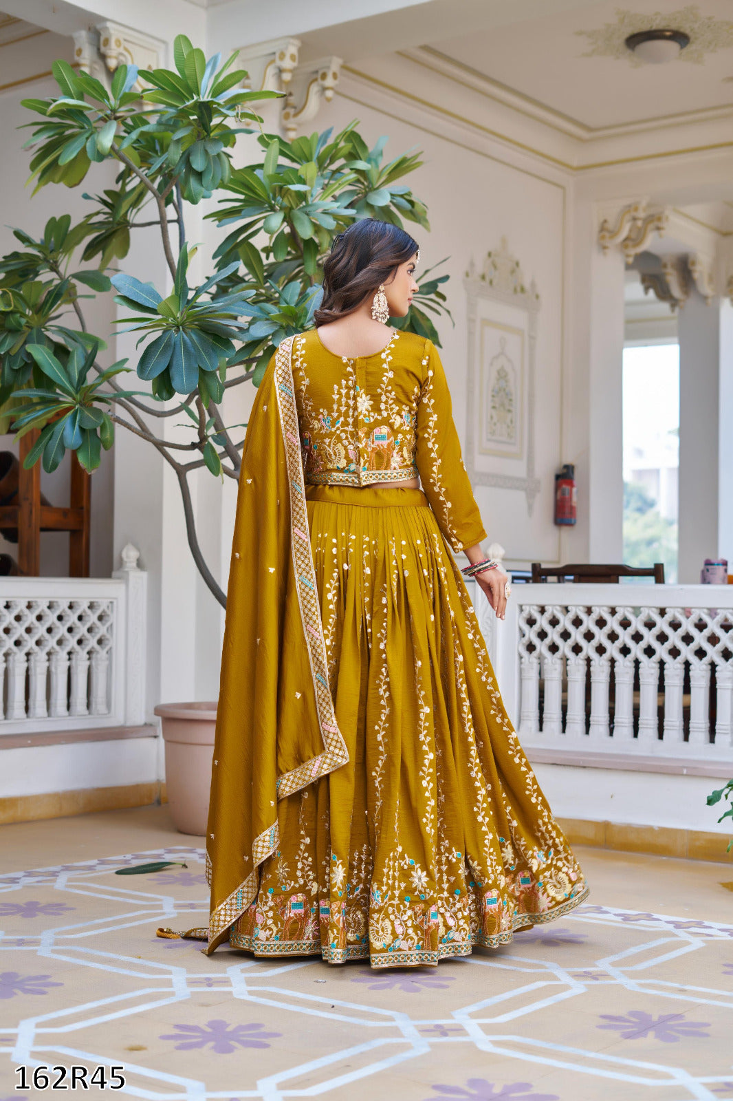 Wedding Special Pure Vichitra Lehenga Choli Set with Heavy Sequin & Thread Embroidery