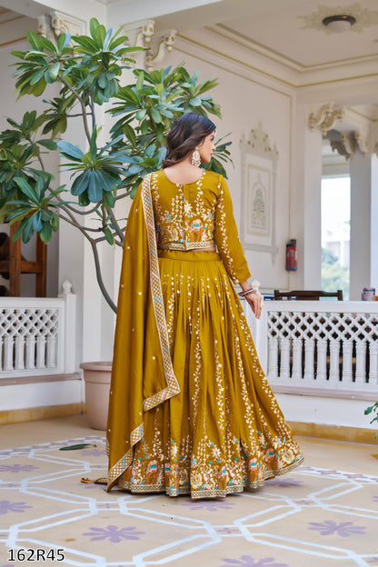 Wedding Special Pure Vichitra Lehenga Choli Set with Heavy Sequin & Thread Embroidery