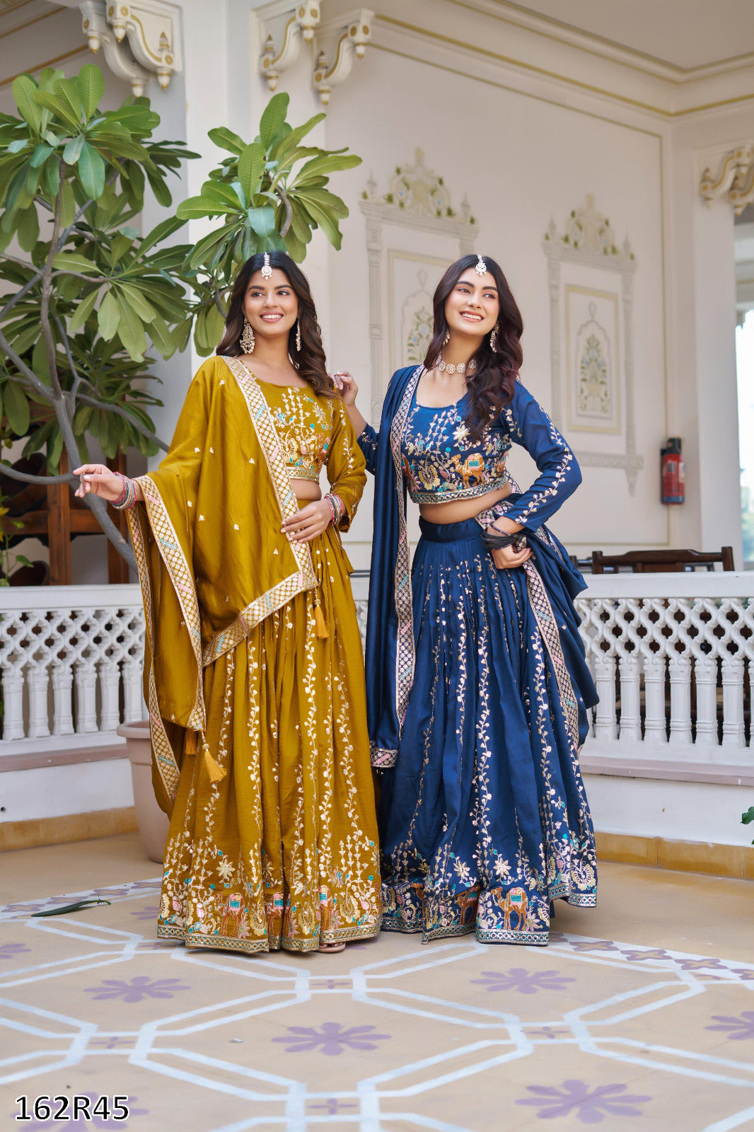Wedding Special Pure Vichitra Lehenga Choli Set with Heavy Sequin & Thread Embroidery