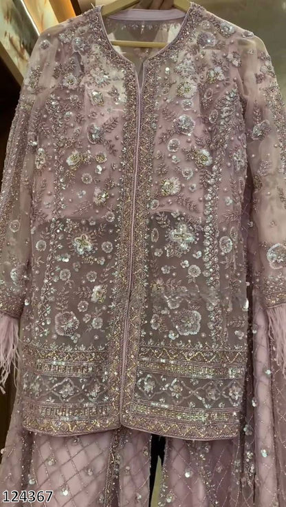 Trending Butterfly Net Top & Plazzo Set with Sequin Embroidery | Designer Party Wear