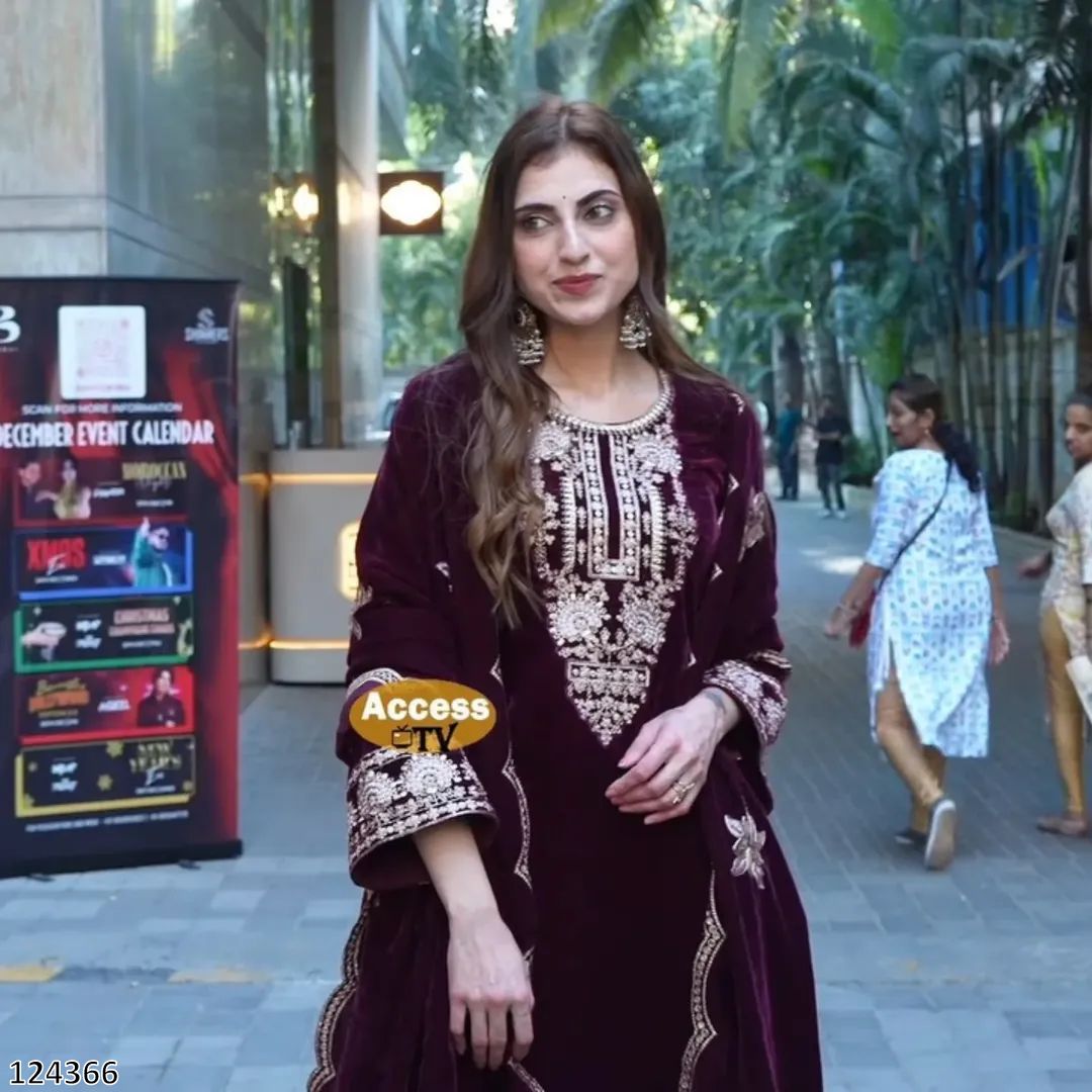 Winter Velvet 3-Piece Palazzo Suit with Sequin Embroidery | Party & Festive Wear