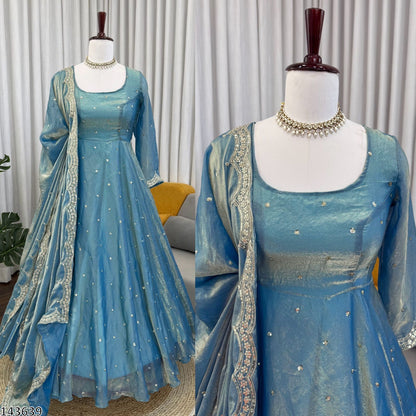 Fendy Silk Anarkali Palazzo Set with Sequins Work Dupatt